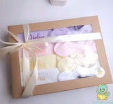 Saliva Towel With Bow In White, Yellow, Purple And Pink for newborns Gift Box Set